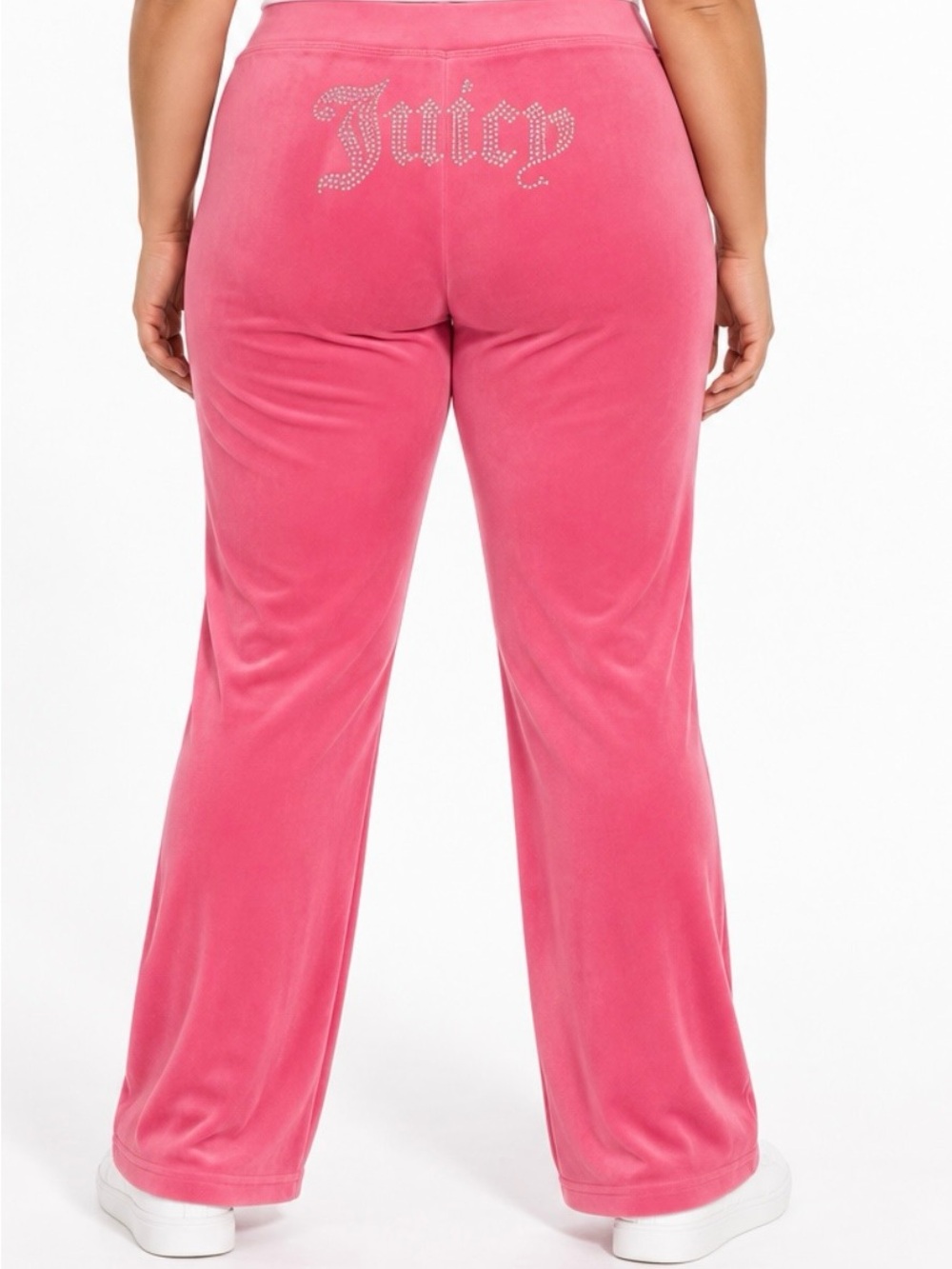 Juicy Couture Women’s L Hot Pink Velour Rhinestone Juicy Flare Pants Y2K